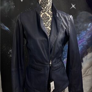 G-Star Dark Blue Leather Jacket